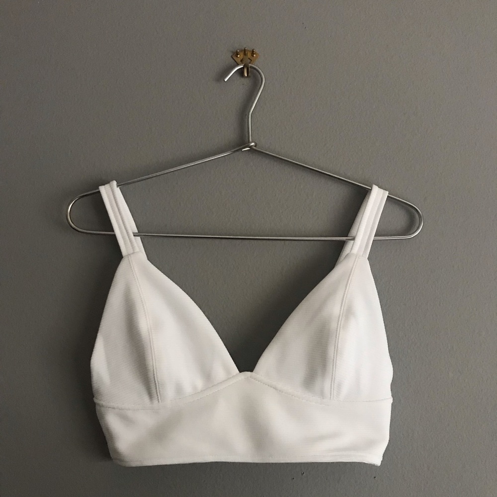 White Ribbed Bralette Crop Top
